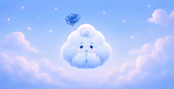 HMARA holding its head with a tangled scribble of thoughts above it.